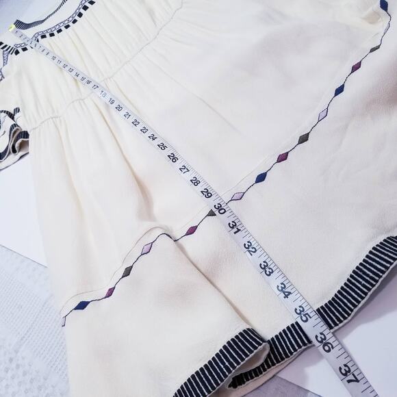 Ba&sh Cream Embroidered Bell Sleeves Lady Dress - Picture 8 of 13